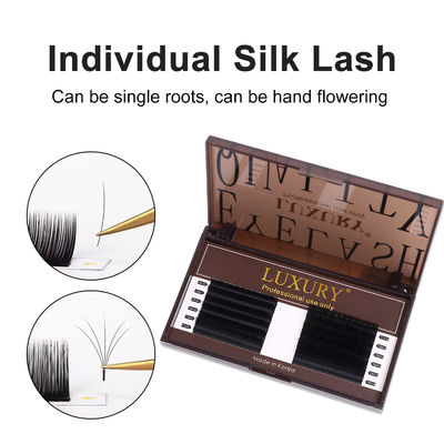 Premium Silky Volume Klasyczne fałszywe rzęsy Rozszerzenia 8-14mm CC/D/DD Kręcone Czarne Matte Indywidualne rzęsy jedwabne 12 rzędów