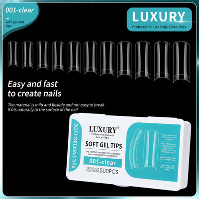 Luxury Clear Soft Gel Nail Tips Square Shape False Nails For Nails Extension (Przejrzyste, miękkie, żelowe wskazówki do paznokci, kształt kwadratowy, fałszywe paznokcie do przedłużania paznokci)