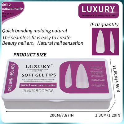 500 sztuk / pudełko Profesjonalne naturalne matte ostry kształt fałszywe paznokcie do manicure DIY