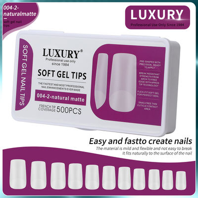 500 sztuk / pudełko Naturalny Matte Square Nail Tips Full Cover Akrylowe sztuczne paznokcie
