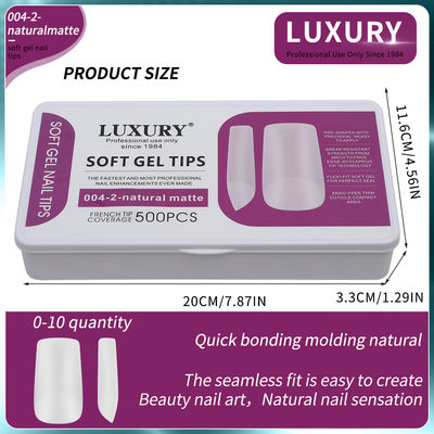 500 sztuk / pudełko Naturalny Matte Square Nail Tips Full Cover Akrylowe sztuczne paznokcie