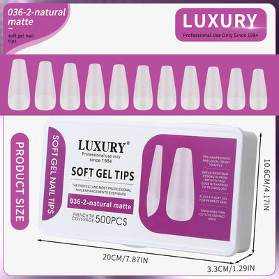 500 sztuk / pudełko migdałowy naturalny matowy fałszywy paznokcie 11 rozmiarów Acrylic Gel Nail Art przedłużenia dla kobiet