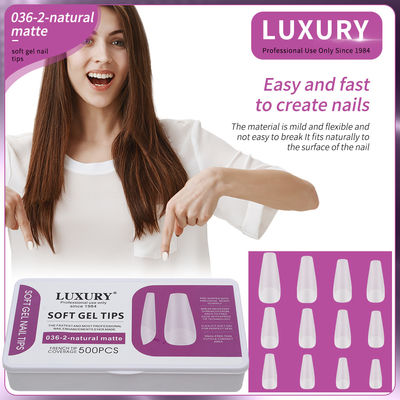 500 sztuk / pudełko migdałowy naturalny matowy fałszywy paznokcie 11 rozmiarów Acrylic Gel Nail Art przedłużenia dla kobiet