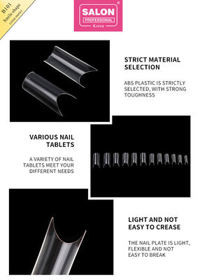 ABS Clear Matte Full Cover Fake Nails Smile Shape for Salon and DIY Nails Extension Artystyka