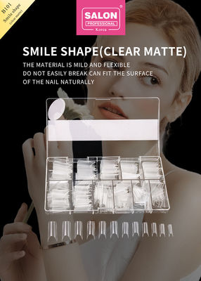ABS Clear Matte Full Cover Fake Nails Smile Shape for Salon and DIY Nails Extension Artystyka