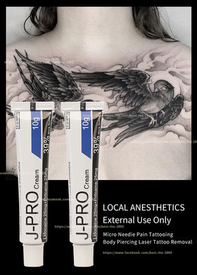 J Pro Tattoo Licocaine krem ​​zdrętwiały 10g Stop Pain Krem znieczulający do woskowania tatuażu Makijaż permanentny